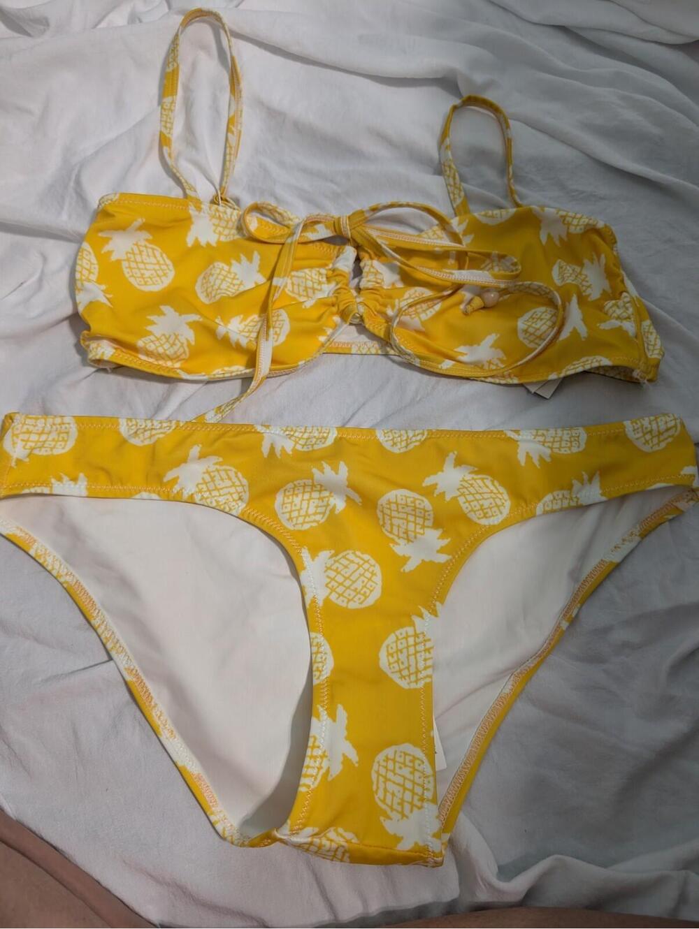 NWT Aqua Two Piece Yellow Pineapple Bikini Swimsuit Lage